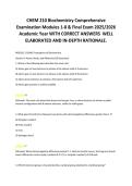 CHEM 210 Biochemistry Comprehensive &NewLine;Examination Modules 1-8 & Final Exam 2025&sol;2026 &NewLine;Academic Year WITH CORRECT ANSWERS  WELL &NewLine;ELABORATED AND IN-DEPTH RATIONALE&period;