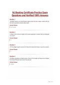 NJ Boating Certificate Practice Exam Questions and Verified 100&percnt; Answers