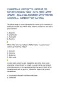 CHAMBERLAIN UNIVERSITY-ILLINOIS NR 222 PATHOPHYSIOLOGY EXAM 1&lpar;2026&ndash;2027&rpar; LATEST UPDATE&rpar; &ndash; REAL EXAM QUESTIONS WITH VERIFIED ANSWERS&comma; A&plus; GRADED STUDY MATERIAL