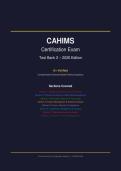  CAHIMS Certification Exam Test Bank 2 Scenario-Based Practice Questions Actual Exam 2026&sol;2027 &ndash; 100&percnt; Verified &vert; Detailed Rationales &ndash; Pass Guaranteed &ndash; A&plus; Graded