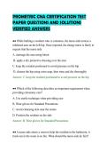 PROMETRIC CNA CERTIFICATION TEST&NewLine;PAPER QUESTIONS AND SOLUTIONS&NewLine;VERIFIED ANSWERS