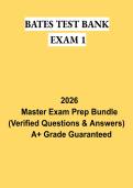 Bates Test Bank Exam 1 PDF &vert; Physical Examination Study Guide&comma; Practice Questions & Exam Review 2026