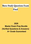 &NewLine;Bates Study Questions Final Exam PDF &vert; Physical Examination Study Guide&comma; Practice Questions & Comprehensive Review 2026