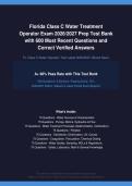Florida Class C Water Treatment Operator Exam Test Bank 600 Questions Actual Exam 2026&sol;2027 &ndash; 100&percnt; Verified &vert; Detailed Rationales &ndash; Pass Guaranteed &ndash; A&plus; Grad