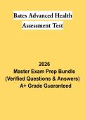 Bates Advanced Health Assessment Test PDF &vert; Physical Examination Study Guide&comma; Practice Questions & Exam Review 2026