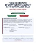 WGU C810 HEALTH INFORMATION MANAGEMENT DATA GOVERNANCE EXAM ACTUAL 2026&sol;2027 -&NewLine;COMPLETE EXAM-STYLE QUESTIONS &vert; DETAILED RATIONALES - PASS GUARANTEED - A&plus; GRADED