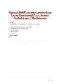 Wisconsin POWTS Inspector Licensing Exam Practice Questions and Correct Answers &lpar;Verified Answers&rpar; Plus Rationales