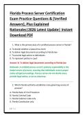 Florida Process Server Certification&NewLine;Exam Practice Questions & &lbrack;Verified&NewLine;Answers&rsqb;&comma; Plus Explained&NewLine;Rationales&vert;2026 Latest Update&vert; Instant&NewLine;Download PDF