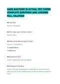 AAMI ANATOMY III ACTUAL TEST PAPER&NewLine;COMPLETE QUESTIONS AND ANSWERS&NewLine;FULL SOLUTION&NewLine;