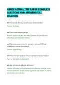 ABSITE ACTUAL TEST PAPER COMPLETE&NewLine;QUESTIONS AND ANSWERS FULL&NewLine;SOLUTION