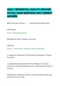 ADULT RESIDENTIAL FACILITY UPDATED&NewLine;ACTUAL EXAM QUESTIONS AND CORRECT&NewLine;ANSWERS&NewLine;