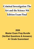 Criminal Investigation&colon; The Art and the Science 9th Edition Final Exam PDF &vert; Study Guide & Practice Questions 2026