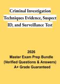 Criminal Investigation Techniques&colon; Evidence&comma; Suspect ID & Surveillance &vert; Exam Study Guide & Practice Questions 2026