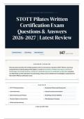STOTT Pilates Written Certification Exam Questions & Answers 2026-2027 Latest Review