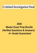 Criminal Investigation Final Exam &lpar;1&rpar; PDF &vert; Criminal Justice Study Guide&comma; Practice Questions & Exam Review 2026