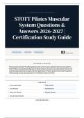 STOTT Pilates Muscular System Questions & Answers 2026-2027 Certification Study Guide
