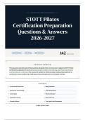 STOTT Pilates Certification Preparation Questions & Answers 2026-2027