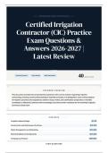 Certified Irrigation Contractor &lpar;CIC&rpar; Practice Exam Questions & Answers 2026-2027 Latest Review