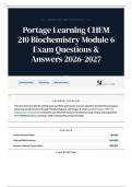 Portage Learning CHEM 210 Biochemistry Module 6 Exam Questions & Answers 2026-2027