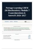 Portage Learning CHEM 210 Biochemistry Module 7 Exam Questions & Answers 2026-2027