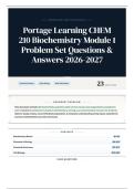 Portage Learning CHEM 210 Biochemistry Module 1 Problem Set Questions & Answers 2026-2027