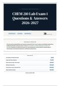 CHEM 210 Lab Exam 1 Questions & Answers 2026-2027