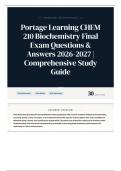 Portage Learning CHEM 210 Biochemistry Final Exam Questions & Answers 2026-2027 Comprehensive Study Guide