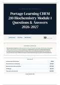 Portage Learning CHEM 210 Biochemistry Module 1 Questions & Answers 2026-2027