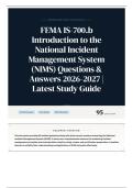 FEMA IS-700&period;b Introduction to the National Incident Management System &lpar;NIMS&rpar; Questions & Answers 2026-2027 Latest Study Guide