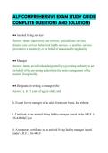 ALF COMPREHENSIVE EXAM STUDY GUIDE&NewLine;COMPLETE QUESTIONS AND SOLUTIONS&NewLine;