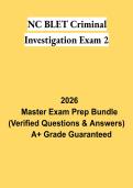 NC BLET Criminal Investigation Exam 2 PDF &vert; North Carolina BLET Study Guide&comma; Practice Questions & Review 2026