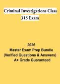Criminal Investigations Class 315 Exam PDF &vert; Criminal Justice Study Guide&comma; Practice Questions & Review 2026