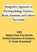 Integrative Approach to Psychopathology&colon; Genetics&comma; Brain&comma; Emotions & Culture Test PDF &vert; Study Guide & Practice Questions 2026
