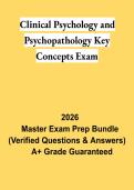 Clinical Psychology & Psychopathology Key Concepts Exam PDF &vert; Study Guide&comma; Practice Questions & Review 2026