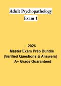 Adult Psychopathology Exam 1 PDF &vert; Study Guide&comma; Practice Questions&comma; Answers & Clinical Psychology Review 2026