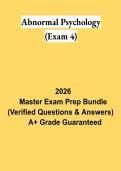 Abnormal Psychology Exam 4 PDF &vert; Study Guide&comma; Practice Questions&comma; Answers & Comprehensive Review 2026