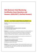 NCC Electronic Fetal Monitoring &NewLine;Certification Exam Questions and &NewLine;Answers &lpar;2026&sol;2027&rpar; &lpar;Verified Answers&rpar;