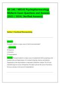 NR 546 &sol; NR546 Psychopharmacology &NewLine;Midterm Exam Questions and Answers &NewLine;&lpar;2023 &sol; 2024&rpar; &lpar;Verified Answers&rpar;