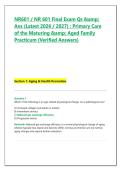 NR601 &sol; NR 601 Final Exam Qs & &NewLine;Ans &lpar;Latest 2026 &sol; 2027&rpar; &colon; Primary Care &NewLine;of the Maturing & Aged Family &NewLine;Practicum &lpar;Verified Answers&rpar;
