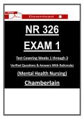 NR 326 Exam 1 Chamberlain Mental Health Nursing  &ndash; &lpar;2026&rpar; Actual Questions & Answers &lpar;Guarantee Pass&rpar;