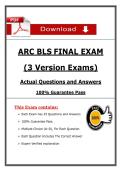 American Red Cross BLS Final Exam &ndash; 3 Versions &lpar;Latest 2026&sol;2027 Update&rpar; Complete Questions and Answers&comma; 100&percnt; Verified