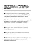 EMT READINESS EXAM 2 UPDATED&NewLine;ACTUAL QUESTIONS AND CORRECT&NewLine;ANSWERS
