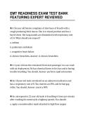 EMT READINESS EXAM TEST BANK&NewLine;FEATURING EXPERT REVIEWED