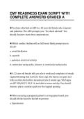EMT READINESS EXAM SCRIPT WITH&NewLine;COMPLETE ANSWERS GRADED A
