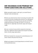 EMT READINESS EXAM PREMIUM TEST&NewLine;PAPER QUESTIONS AND SOLUTIONS
