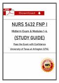 NURS 5432 Midterm Exam UTA FNP I &ndash; &lpar;2026&sol;2027&rpar; Actual Questions&comma; Verified Answers with Rationales &vert; Guarantee Pass