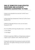 END OF SEMESTER EXAM UPDATED&NewLine;QUESTIONS AND ACCURATE&NewLine;ANSWERS GUARANTEED TO PASS