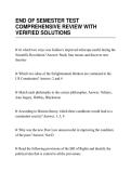 END OF SEMESTER TEST&NewLine;COMPREHENSIVE REVIEW WITH&NewLine;VERIFIED SOLUTIONS