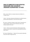 END OF SEMESTER EXAM UPDATED&NewLine;QUESTIONS AND ACCURATE&NewLine;ANSWERS GUARANTEED TO PASS