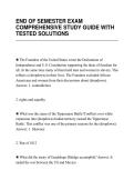 END OF SEMESTER EXAM&NewLine;COMPREHENSIVE STUDY GUIDE WITH&NewLine;TESTED SOLUTIONS